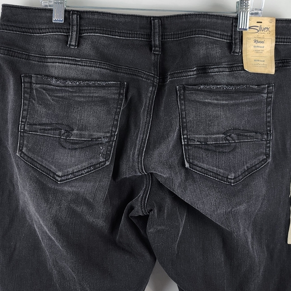 Silver Jeans Women SZ18/L27 Black Kenni Girlfriend Skinny Leg Mid Rise Denim NWT - Picture 8 of 14